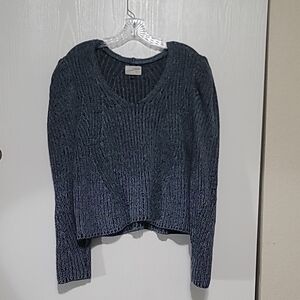 Universal thread navy blue black recycled cotton blend knit sweater top v neck